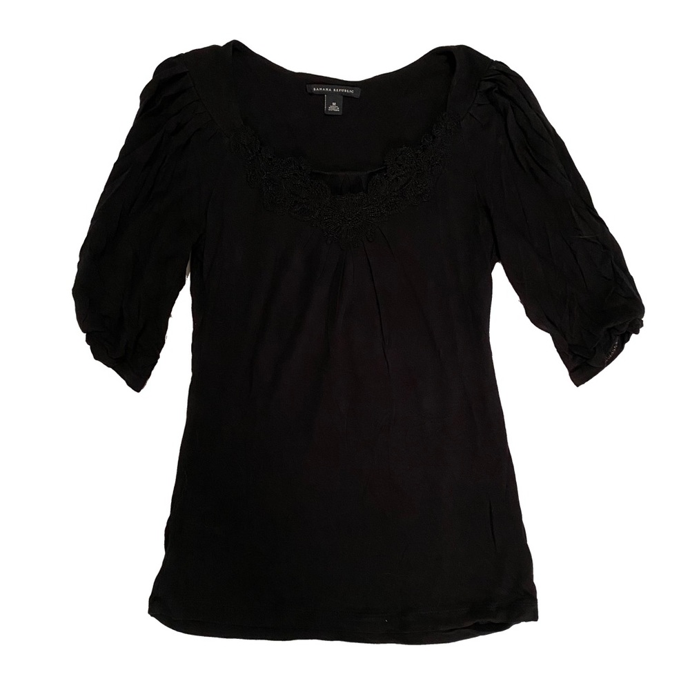 Banana Republic Black Embroidered Dress Shirt